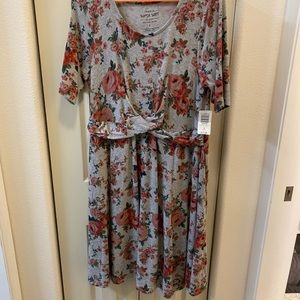 Super Soft Floral Dress with Short Sleeves (1, 1X, 14/16)
